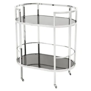 Casa Padrino Luxus Bar Trolley Servierwagen aus Edelstahl und Glas 70 x 43 x H. 81 cm