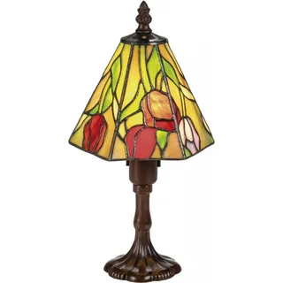 Casa Padrino Luxus Tiffany Tischleuchte / Hockerleuchte Rosen Mehrfarbig Ø 15 x H. 30 cm - Luxus Qualität