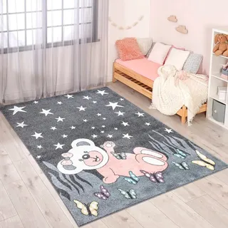 Carpet City »ANIME916« rechteckig 11 mm Höhe Kinderzimmer Teppich Modern mit Mond, Blumen, Wolken, Creme, Multi,