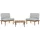 Lounge Set Hellbraun Akazienholz 3-Teilig 2 Sessel mit Couchtisch Auflagen Hellgrau Modern Outdoor Terrasse Balkon Gartenset Gartenmöbel Set - Grau, , Holz , Gartengarnituren, Gartenmöbel-Sets