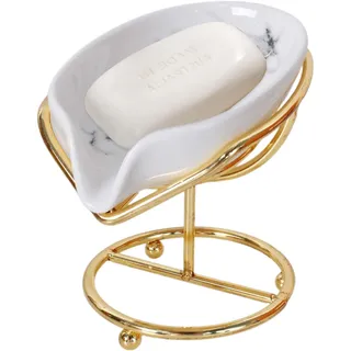 Keramik Seifenschale, Seifenschale mit Ablauf, Anti-Rutsch Seifenschale Marmor, Seifenhalter,Seifenablage,Elegant Seifenablage,Selbstentleerend,für Dusche, Waschbecken, Badewanne,Küche
