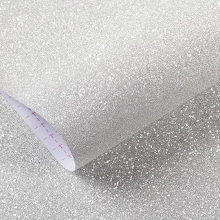 Livelynine 40CMx10M Glitzer Tapete Silber Klebefolie Glitzer Selbstklebende Glitzerfolie für Möbel Schminktisch Deko Mädchen Kinder Handy Möbel Selbstklebend Glitzer Papier Basteln Folie Glitzereffekt