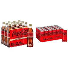 Coca-Cola Zero Sugar - prickelndes Erfrischungsgetränk mit originalem Coke-Geschmack (12 x 500 ml) & Zero Sugar - koffeinhaltiges Erfrischungsgetränk mit originalem Coca-Cola Geschmack (24 x 330 ml)