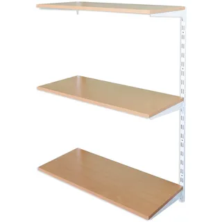Biedrax Wandregal - Anbauregal 25 x 60 x 100 cm, Farbe weiss - 3 Fachboden Buche
