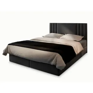 masseno Boxbett mit Bettkasten - grau , Maße cm B: 160 H: 98