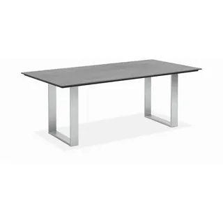 Niehoff Garden Gartentisch , Grau, Edelstahlfarben , Kunststoff , Betonoptik , rechteckig , Kufe , 95x76x160 cm , wetterbeständig , Gartenmöbel, Gartentische, Gartentische