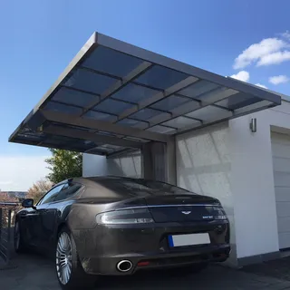 Ximax Neo Einzelcarport 2,76 x 4,95 m edelstahlfarben inkl. Regenrinne, Pfostenanker