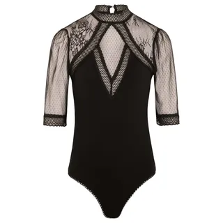 Morgan Damen Body 3/4 Arm mit Spitze Datil Schwarz TXL, Schwarz, 46