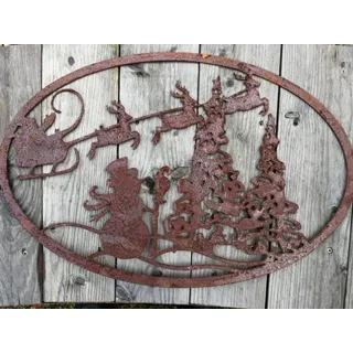 Edelrost Gartenstecker oder Wandbild Winterlandschaft Schneemann