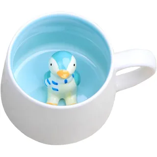 Soulnioi Süße Tasse 3D-Tier Keramik Kaffee Tee Tasse mit Henkel, handgefertigte Tierfigur Keramiktasse für Kaffee, Tee, Milch, Geschenk für Geburtstag/Abschluss/Valentinstag/Hochzeiten (Pinguin)