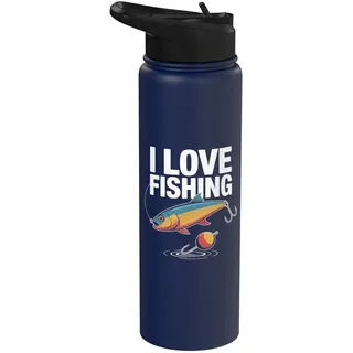 I Love Fishing Enthusiast Humor Fangspaß Stainless Steel Insulated Water Bottle