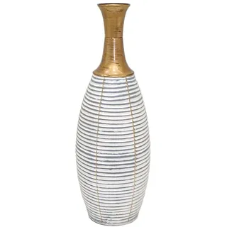 Alexandra House Living Bodenvase Weiß, Gold, Metall, 20 x 62 x 20 cm