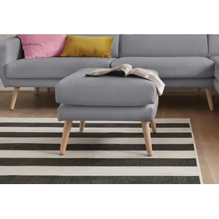 Hocker OTTO HOME "Bille", grau (hellgrau), B:58cm H:45cm T:58cm, Struktur (100% Polyester);Struktur fein (100% Polyester);Samtoptik (100% Polyester);Luxus-Microfaser weich (100% Polyester), Hocker, Hocker, mit Eiche-Beinen, Design by Morten Georgsen