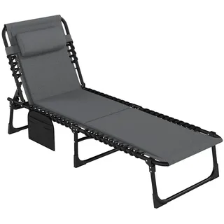 Outsunny Sonnenliege klappbar , Dunkelgrau , Kunststoff , 68x36x189 cm , Gartenmöbel, Gartenliegen