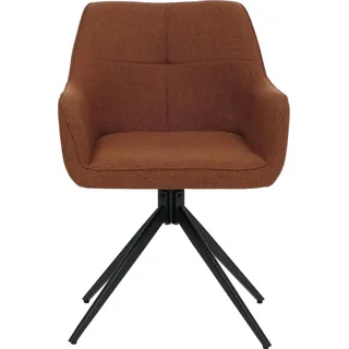 6er-Set Esszimmerstuhl HWC-O47, Küchenstuhl Armlehne, drehbar Auto-Return, Stoff/Textil (270g/m2) terrakotta - Orange