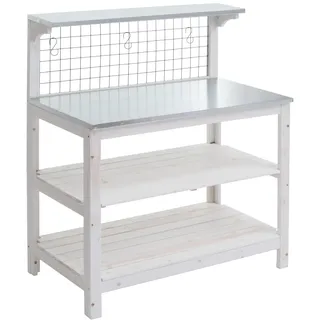 Mendler Pflanztisch HWC-N55 117 x 102 x 56 cm weiß