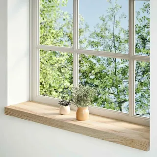 vidaXL Fensterbänke 2 Stk. Unbehandelt 100x20x2 cm Massivholz Eiche - Braun