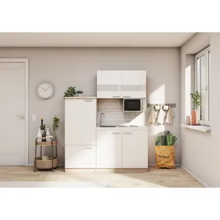 Respekta Küchenzeile 160 cm Weiß-Eiche Sonoma Nachbildung