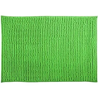 MSV - Luxus Chenille Mikrofaser Badematte - Lange Fasern rutschfest - 50 x 80 cm - Basilikum Grün - Waschmaschinenfest - Praktische Aufhängeschlaufe - Erhöhter Komfort und Hygiene