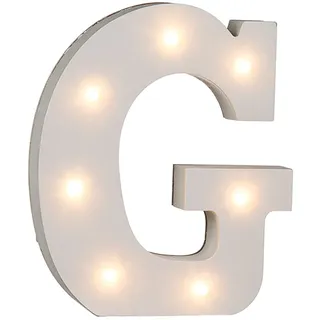 Out of the Blue 57/6080 - Holz Buchstabe "G" beleuchtet mit 7 LED Lichtern, batteriebetrieben, ca. 16 cm