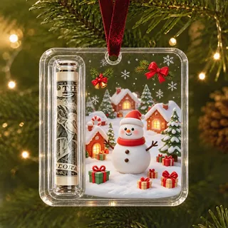 Halter für Bargeld, Weihnachten Geldgeschenk Halter Weihnachtsschmuck Transparentem Acryl Geldscheinhalter, Lustige Geldscheinhalter Anhänger Weihnachtsbaumschmuck Dekoration Festdekoration Zuhause