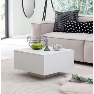 FineBuy Design Couchtisch 60 x 60 cm Quadratisch - Holz Weiß Wohnzimmertisch Cube Beistelltisch - Weiß