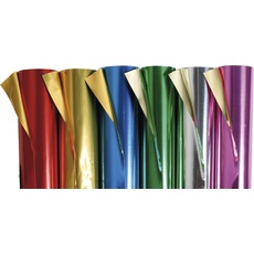 Clairefontaine 95599C - Rolle doppelseitigem Aluminiumpapier, 80x50cm, 90g, ideal für Bastelarbeiten und Deko, 6 farbig sortiert, 1 Rolle