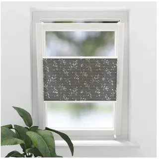 SOLUNA Faltenplissee mit Seitenverspannung ohne Bohren Blatt transparent grau 90