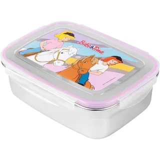 United Labels Bibi & Tina Brotdose 20x14,5x6,5 cm, Edelstahl, BFF Pferde Lunchbox auslaufsicher, Brotbox mit Deckel