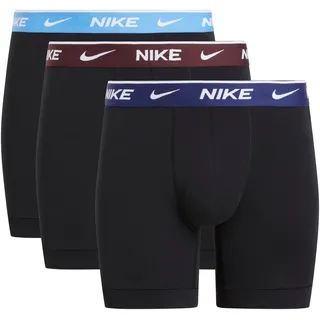 Boxershorts NIKE UNDERWEAR "BOXER BRIEF 3PK", Herren, Gr. S (46), 3 Stk., blk, uni be, be vod, burg crush wb, Jersey, Obermaterial: 95% Baumwolle, 5% Elasthan, kontrastfarbene Details, unifarben, körpernah, Unterhosen Boxershorts, mit NIKE Logo-Elastikbund