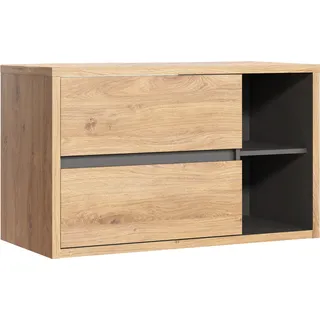 Waschtischunterschrank 100 Cm Eiche Shetland Graphit Laminierte Platte - Braun
