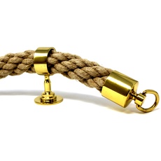 SEILFLECHTER - Handlauf Seil Set | bestehend aus 5 m Hanfseil in Kabelschlag Ø 34 mm, zwei Endkappen und fünf Zwischenträgern | Messing poliert