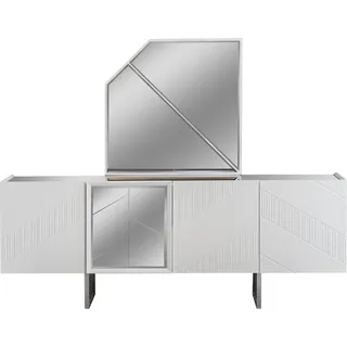 Hellgraue Anrichte Exklusive Kommode Wohnzimmer Sideboard Holz Möbel - Hellgrau