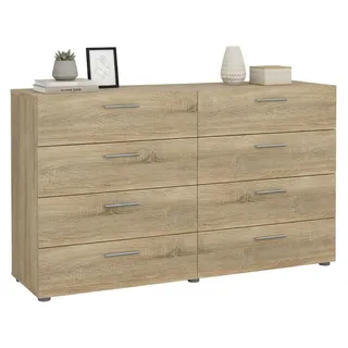 Kommode Phethai, Wohnzimmerbuffet, Wohnzimmer-Sideboard, Moderne Küchen-Speisekammer, 140x40 h82 cm, Eiche - Braun