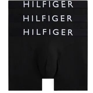 Boxershorts "3P BOXER BRIEF mit Kontrast-Logo-Taillenbund", Herren, Gr. L (52), 3 Stk., schwarz (schwarz, schwarz, schwarz), Jersey, Obermaterial: 95% Baumwolle, 5% Elasthan, TOMMY HILFIGER UNDERWEAR, körpernah, Unterhosen Boxershorts, langes Bein, körpernahe Form, Topseller