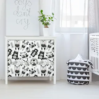 Aufkleber für Kindermöbel, selbstklebend, Möbel, Kinderzimmer und Baby, selbstklebend, skandinavische Holztiere, 40 x 60 cm