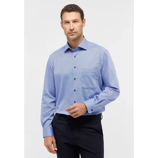 Langarmhemd ETERNA "COMFORT FIT", Herren, Gr. 43, Normalgrößen, blau (mittelblau), 100% cotton, normal, Manschette, Hemden Langarmhemd, NON IRON (bügelfrei)