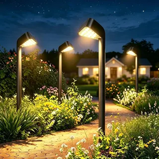 Solarlampen für Außen Garten 4X15 LEDs Helle Solarleuchten Garten Winterfest, 12-14H Längere Arbeitzeit, IP65 Wasserdicht Gartenleuchten Solar Deko für Rasen, Terrasse, Hof, Gehweg, Geschenke