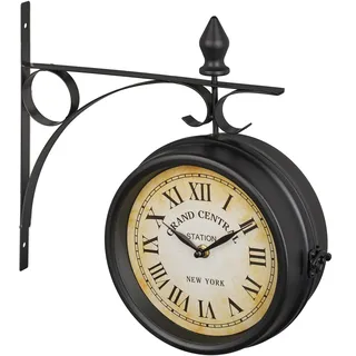 Relaxdays Bahnhofsuhr 34 cm HBT 33 x 34 x 10 cm schwarz