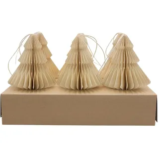 Hochwertige Papierkugeln, Baumanhänger, Honeycombs Weihnachten, Papieranhänger Weihnachten, Wabenbaum Papier, Tannenbaum aus Papier in Einer Geschenkbox, 6 Stück, Größe: L/B/H 5 cm x 5 cm x 8 cm.