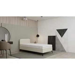 Polsterbett MAVILO - Komfortbett mit Stauraum, Einzelbett, 100x200cm, Beige, Bonellfederkernmatratze, H2/H3 - Beige