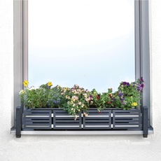 GREEN CREATIONS Blumenkastenhalterung masu Basis-Set passt auf Jede Fensterbank von 78 cm bis 140 cm ohne Bohren, ohne Beschädigung der Fassade (Basisset: modern, Anthrazit)