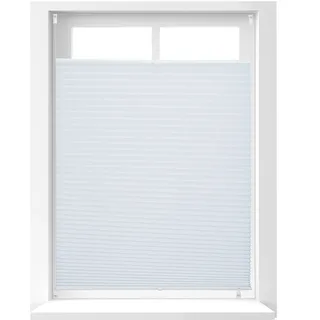 3 x Plissee Rollo ohne Bohren, Klemmfix zum Kleben, Faltrollo lichtdurchlässig, Faltstore weiß, B x H: 90 x 130 cm - Weiß