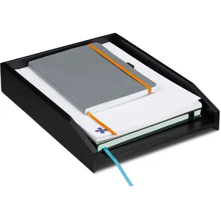 Relaxdays Briefablage stapelbar, DIN A4 Papier, Büro, Schreibtisch, Dokumentenablage Bambus, HBT 6 x 33 cm,