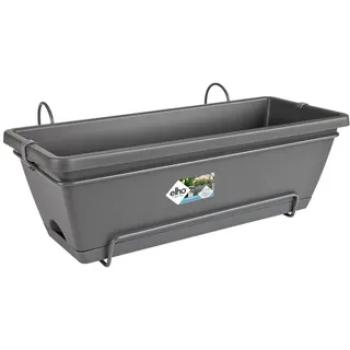 elho Barcelona Allin1 50 Übertopf für Balkon & Außen - 100% recyceltem Plastik - Ø 49.5 x H 18.5 cm - Schwarz/Anthrazit