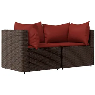 vidaXL Garten-Ecksofas mit Kissen 2 Stk. Braun Poly Rattan - Braun