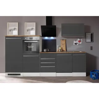 Respekta Küchenzeile Gabriel 290 cm Grau Hochglanz
