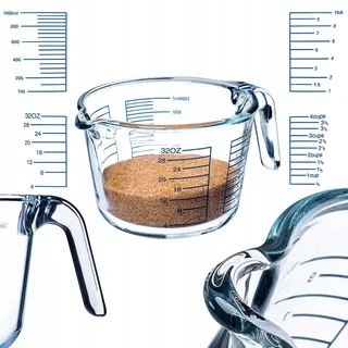 KADAX Messbecher aus Glas, Glaskännchen mit ergonomischem Griff (1 Liter)