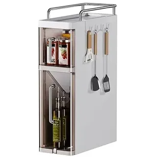 GarveeMore Regal mit Spießen, Aufbewahrung für Küche, Schrank, Küchenregal, mit Schubladen, Gewürzhalter, wasserdicht, für Küche, Büro