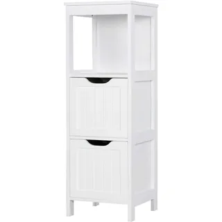 Yaheetech Badschrank, Badkommode, lackiertes Badregal weiß, Badezimmer Schrank mit abnehmbaren Schubladen, Nachtkommode, Eckkommode, 30x30x89cm LBH